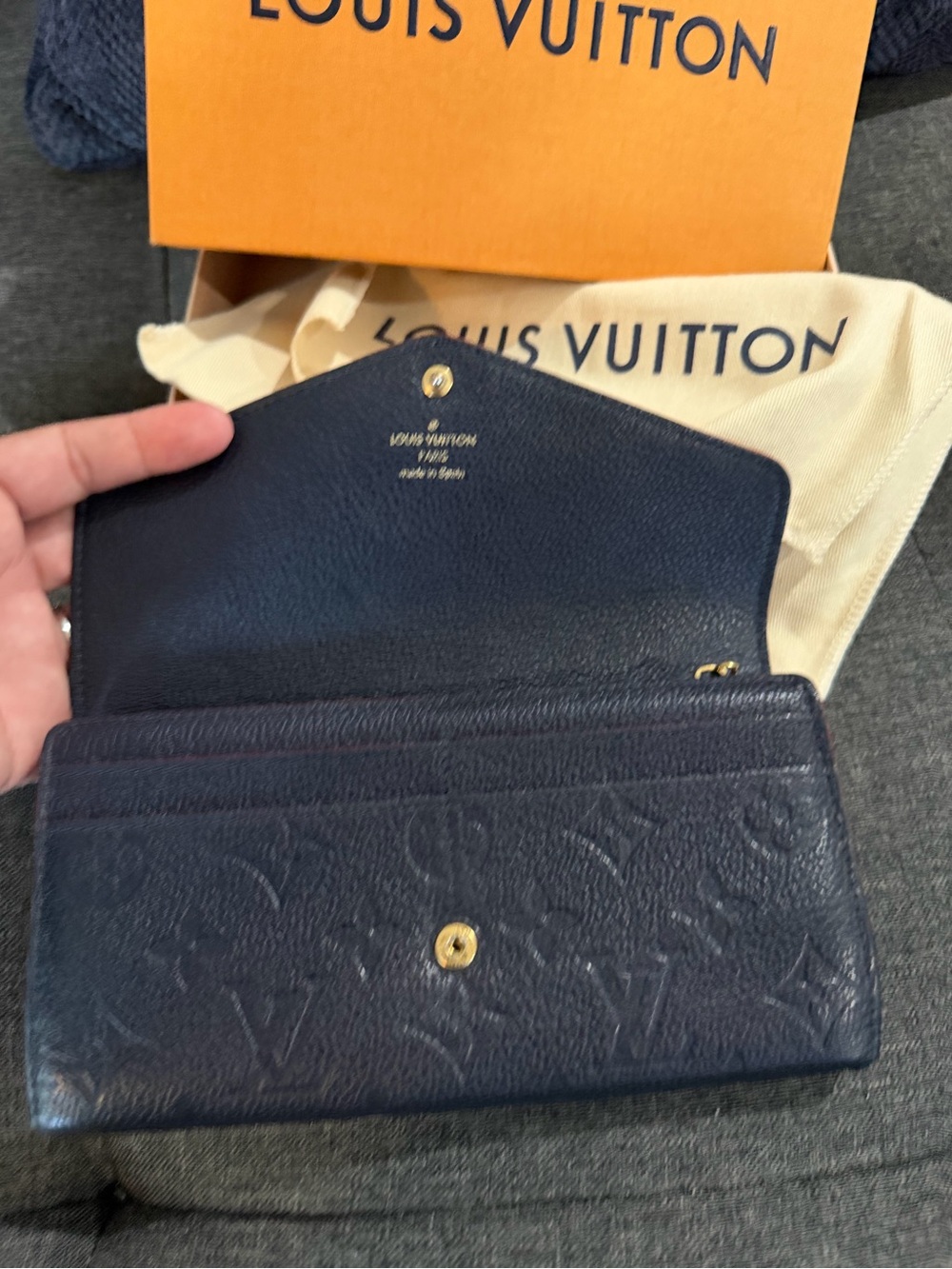 Louis Vuitton Navy Monogram Empreinte Continental Wallet with Gold Hardware - Picture 3 of 6